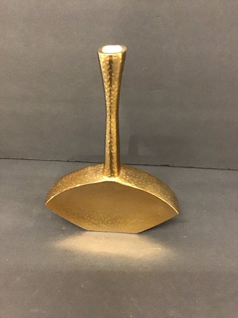 8" Dimpled Gold Metal Vase w/Narrow Top