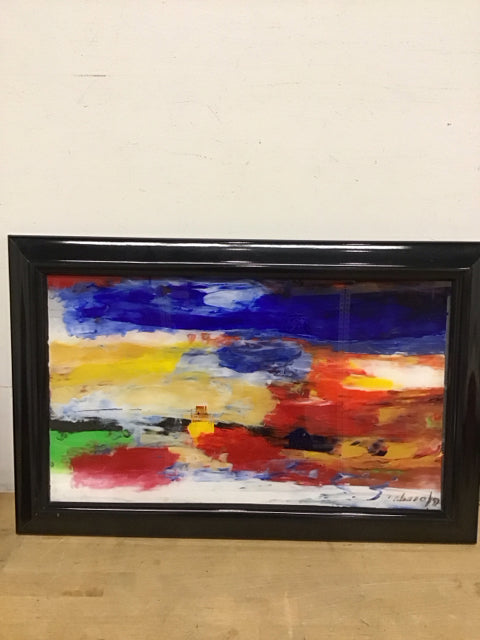 26"x17" Abstract Painted Glass Art