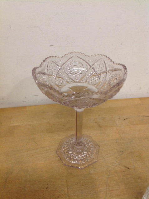 Bowl- 8" Plum Footed Cut Glass