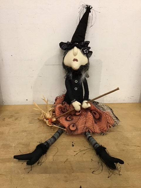 26" Halloween Witch Doll W/Broom
