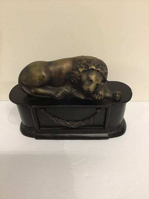 9" Bronze Lion on Black Stand