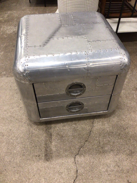 NauticalMart Aviator Silver Two Drawer End Table