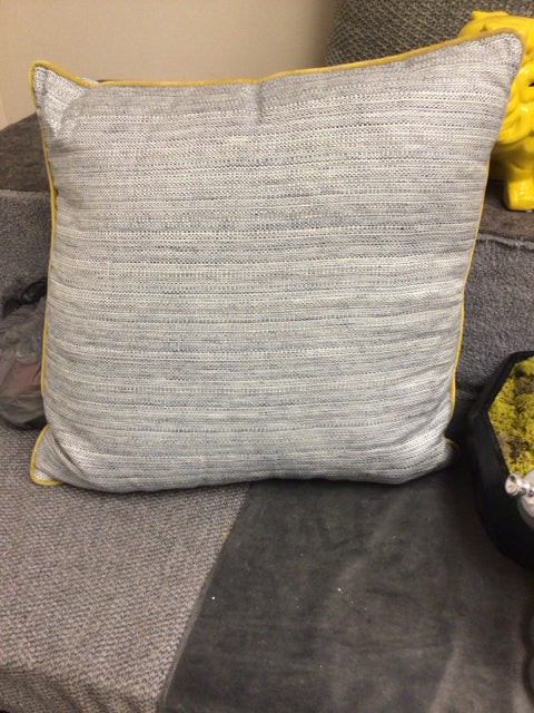 20" Yellow Trim Blue/Grey Pillow