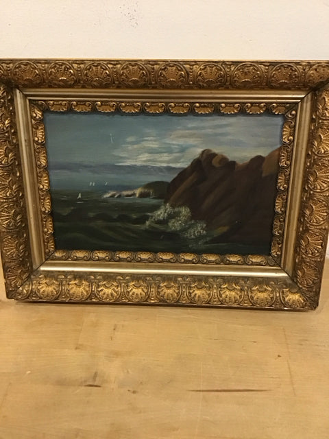 13x10 Framed Nautical Seascape Oil Painting