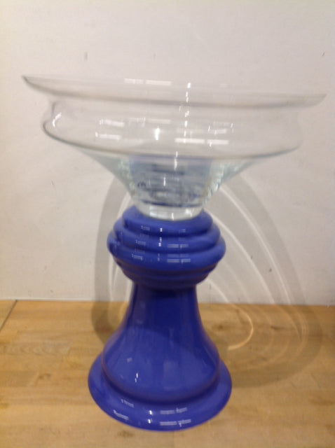 Bowl- 19" Footed Periwinkle Glass