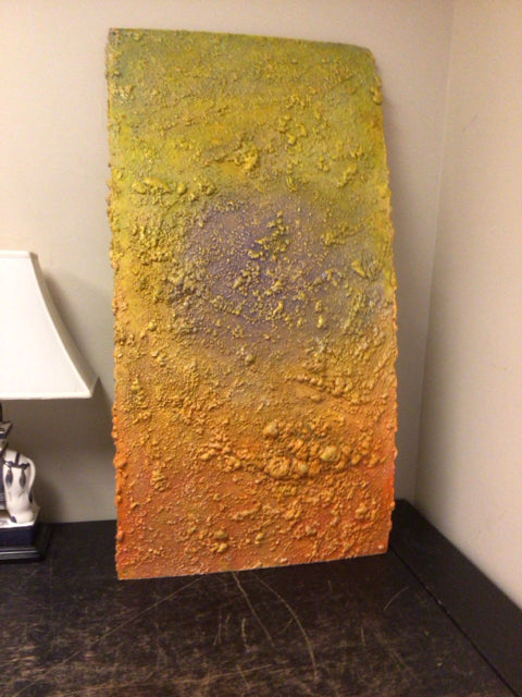 47 1/2" X 24" Yellow Bubbled Textured Mixed Media On Board