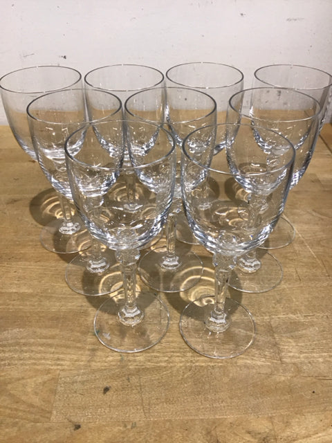 Set Of 9 6.5" Stemmed Crystal Goblets