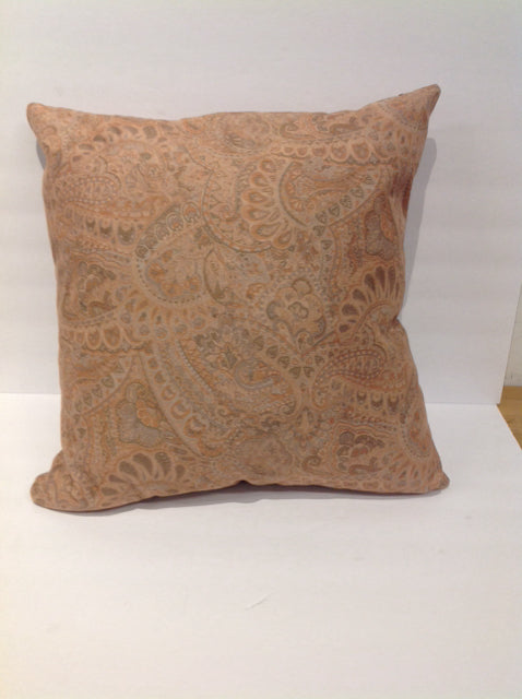 Camel/Grey Paisley Ultrasuede Pillow