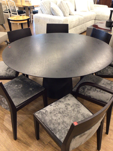 AS-IS 60" Scan Design Black Round Pedestal Dining Table(Marks On Top)
