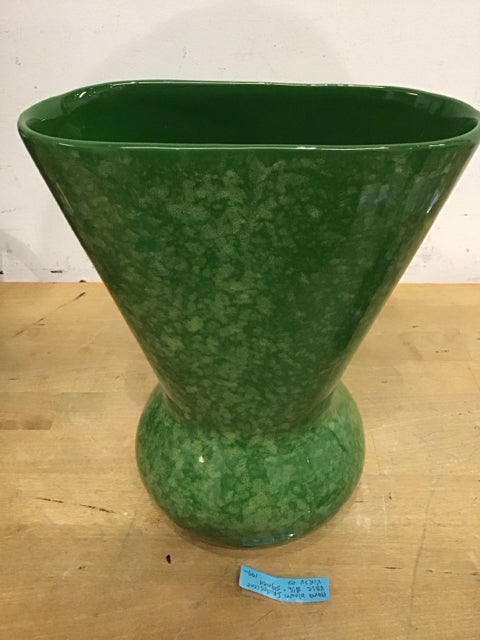 10" Shawnee Spotted Green Ceramic Vase