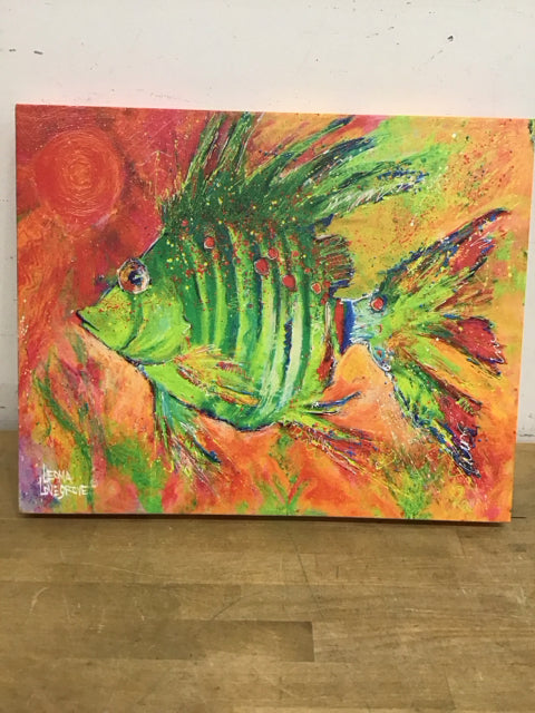 20"x16" Green Flash Canvas Art By Leona Lovegrove