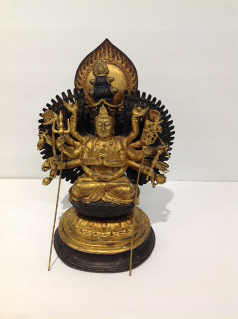 11" Gilded Bronze Buddha w/8 Arms