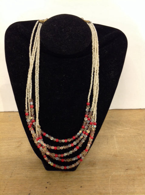 Multi-Strand Multi-Colored Beaded Necklace