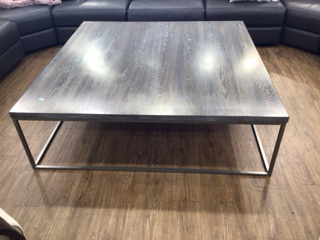 Wood Top Metal Base Coffee Table