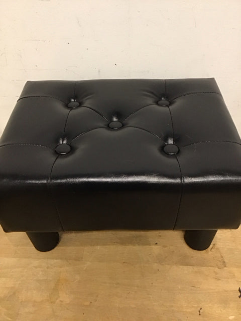 Black Leather Like Tufted Stool