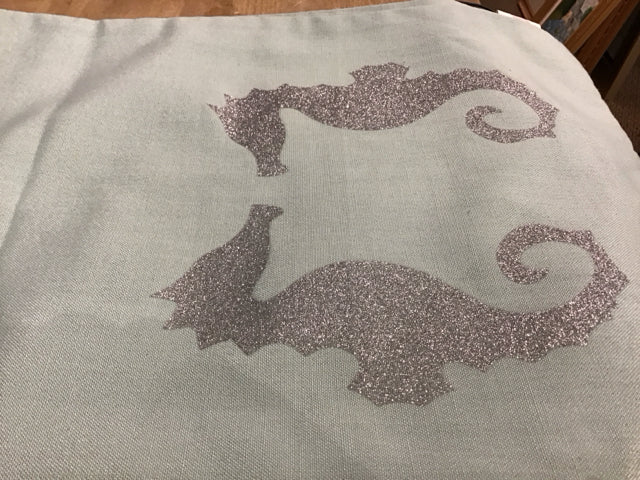 14"x72" Teal & Metallic Seahorse Runner