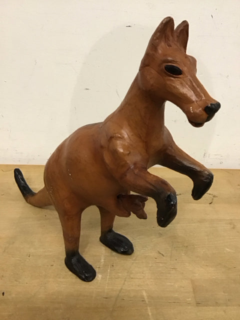 13.5" Leather Kangaroo Statue