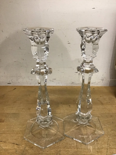 Pair Of 10" Fontaine Crystal Candle Holder