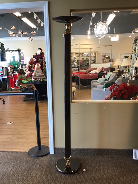 73" Art Deco Torchier Pewter & Gold Floor Lamp