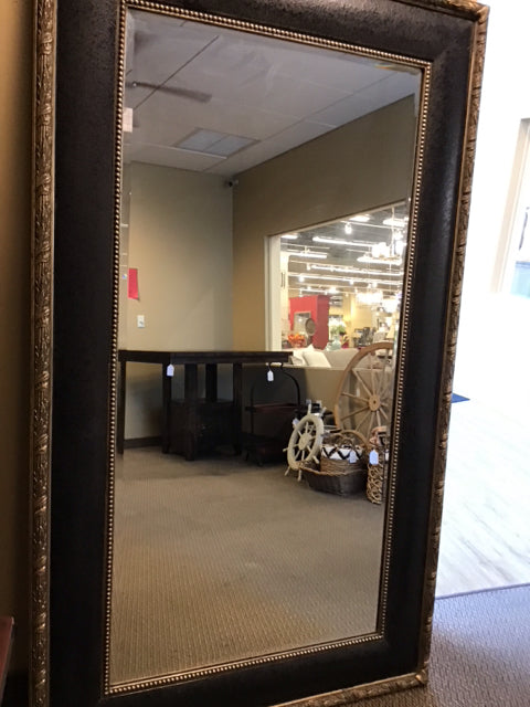 74"x44" Ornate Textured Gold & Black Mirror