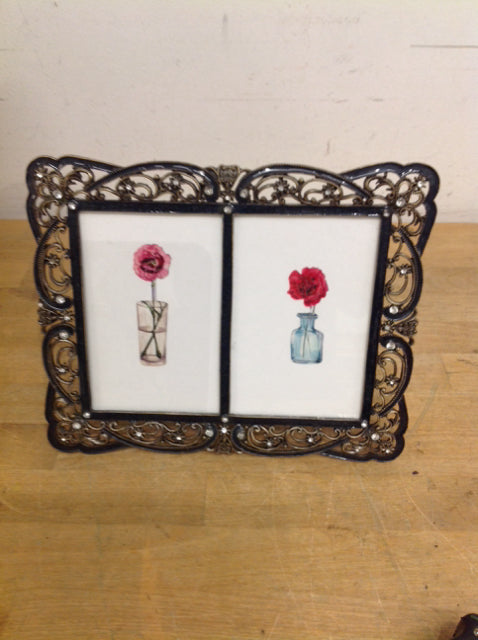 Photo Frame- 4" X 6" Enamel Stone Flower