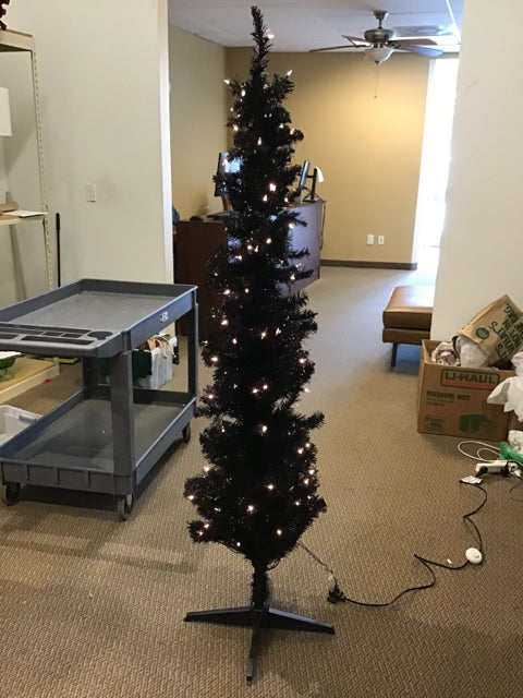 6' Black Halloween Lighted Tree