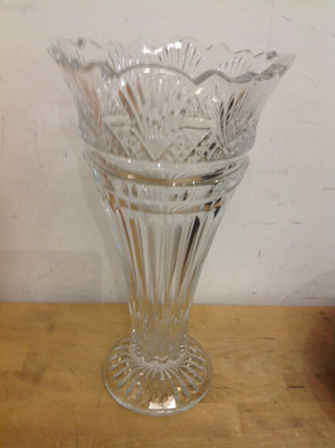 Vase- 14" Footed Cut Crystal