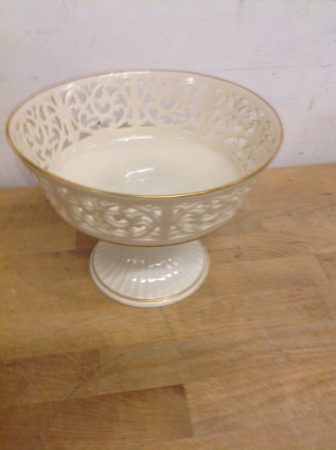 Bowl- 8" Lenox Footed Gold