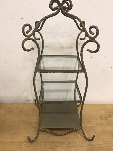 20" 3 Tiered Gray Metal Serving Tower