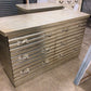 AS-IS Scalloped Antique Silver Leaf Six Drawer Dresser(Top Damage/Chips On Sides