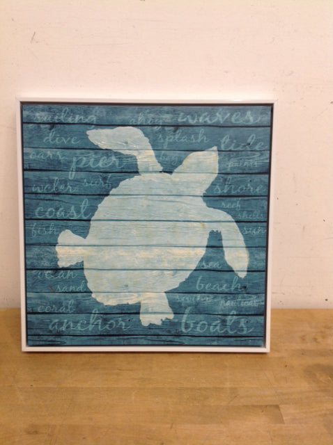 19" Sq Turtle Mixed Media on Canvas