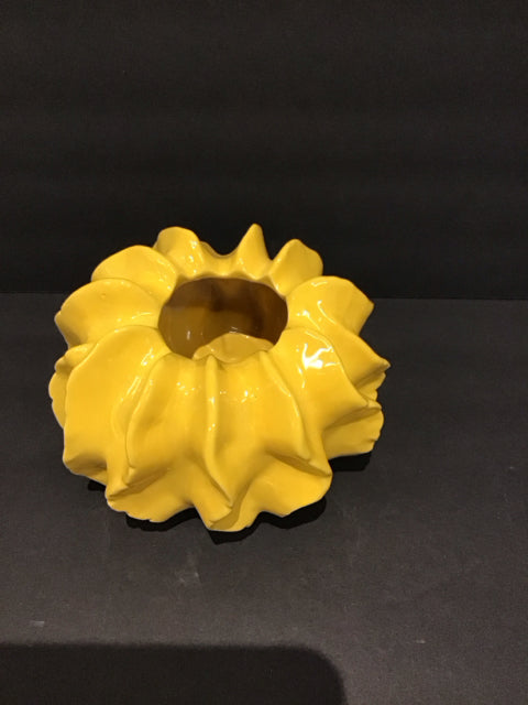 4" Yellow Ceramic Abstract Vase