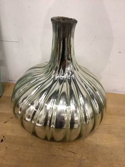 13" Silver Rippled Vase