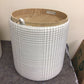 14 1/2" Cream & Grey Fabric Tray Top/Storage Ottoman