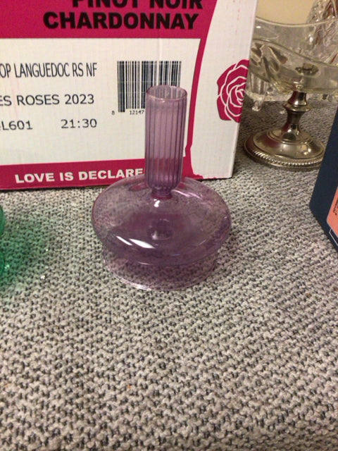 4 1/2" Light Purple Art Deco Glass Candle Holder