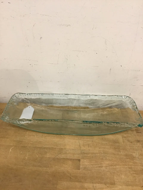 21"x7" Green Glass Bowl