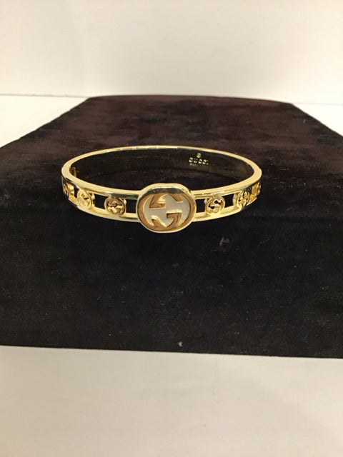Gucci Style Gold Cuff Bracelet w/MOP