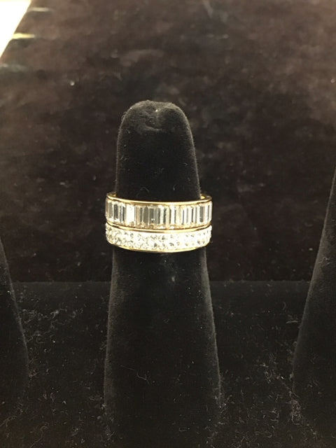 Gold Ring w/2 Level Rhinestones