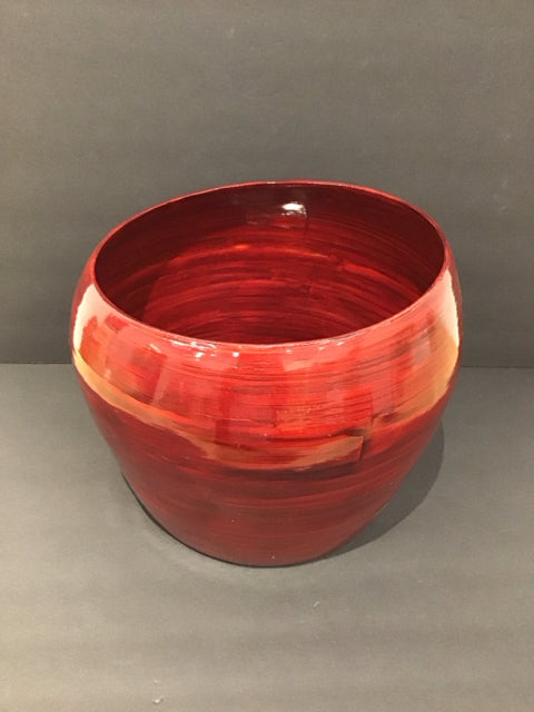 9" Red Bamboo Planter