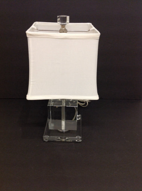 15" Square Lucite Desk Lamp w/Shade