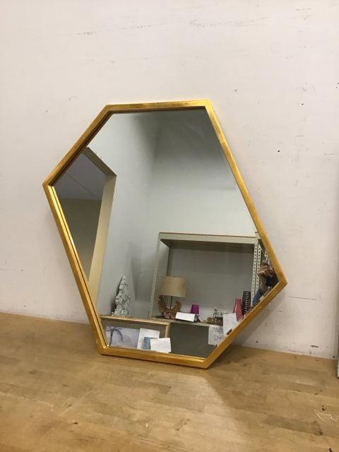 34"L Gold Metal Framed Metal Mirror AS-IS