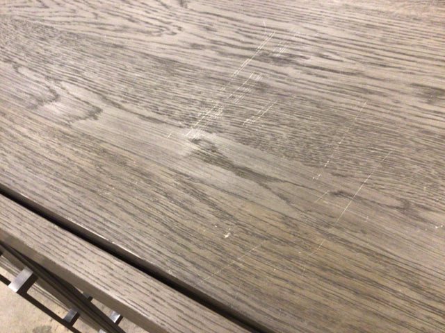 AS-IS 70" Grand Framed Weathered Wood Media Console(Doors Unleveled/Top Scratch)