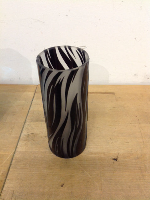 Vase- Black Frosted Glass