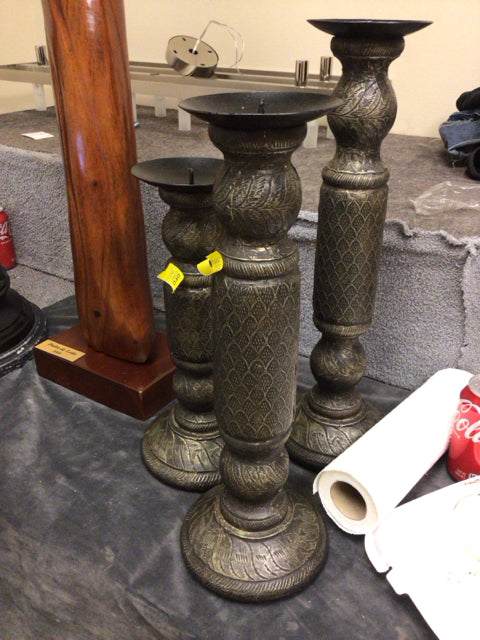 Set Of 3 Interlude Metal Wrapped Candle Holders