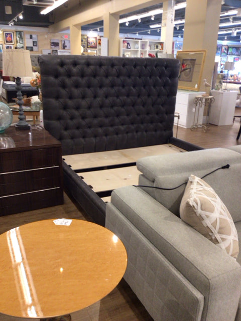 Button Tufted Silver Nailhead Trim King Bed
