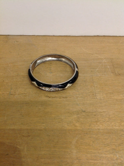 Black Enamel w/Rhinestones Cuff Bracelet