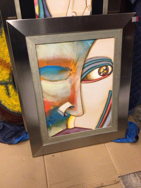 26 7/8" X 32 7/8" Julio C Garcia Abstract Face Wall Decor