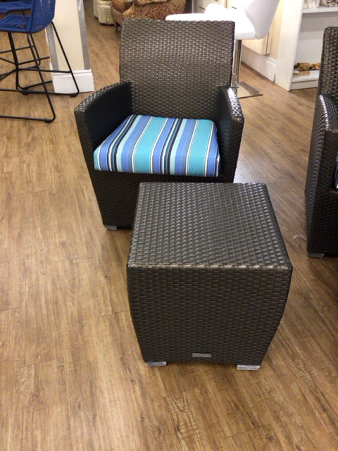 Brown Jordan Outdoor Arm Chair W/Cushion & Ottoman
