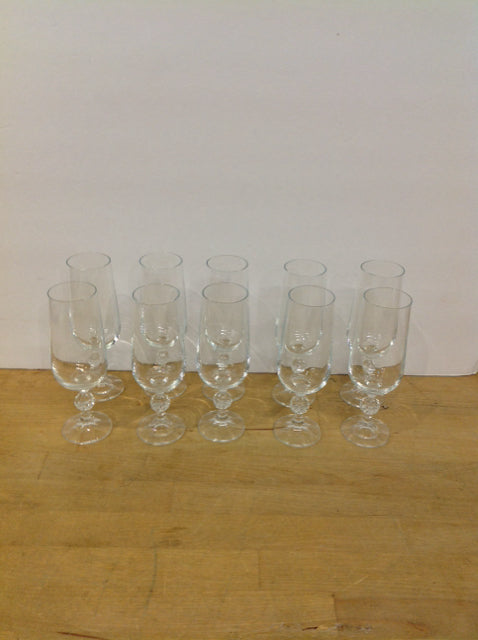 Set of 10 Glass Champagne Flutes