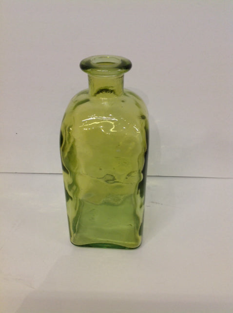12" Green Glass Bottle Shaped Vase